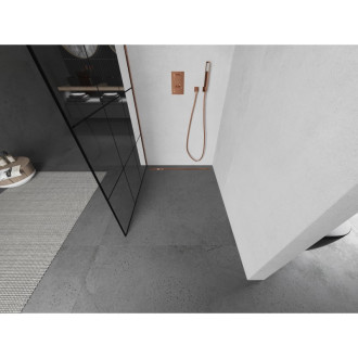 Mexen Kioto L Walk-in sprchová stěna 110x200, černý vzor, růžové zlato 800-110-103-60-77