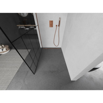 Mexen Kioto L Walk-in sprchová stěna 70x200 cm, černý vzor, růžové zlato 800-070-103-60-78