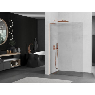 Mexen Kioto L Walk-in sprchová stěna 65x200, transp., kartáč. měď 800-065-103-65-00