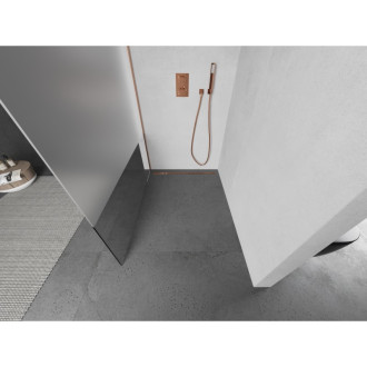 Mexen Kioto L Walk-in sprchová stěna 110x200, transp./mráz, kartáč. měď 800-110-103-65-35