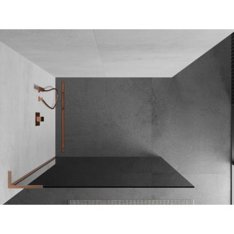 Mexen Kioto L Walk-in sprchová stěna 100x200 cm, grafit, kartáčovaná měď 800-100-103-65-40