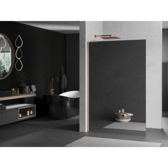 Mexen Kioto L Walk-in sprchová stěna 110x200, zrcadlo, kartáč. měď 800-110-103-65-50