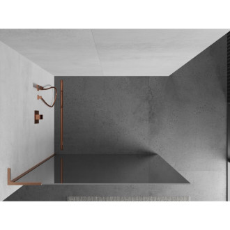 Mexen Kioto L Walk-in sprchová stěna 110x200, zrcadlo, kartáč. měď 800-110-103-65-50