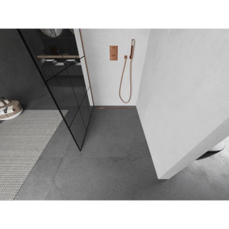 Mexen Kioto L Walk-in sprchová stěna 110x200, černý vzor, kartáč. měď 800-110-103-65-77