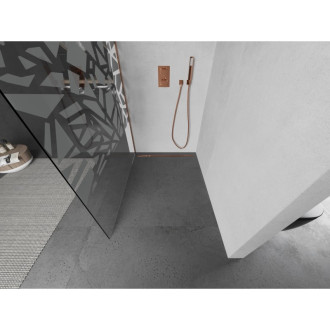Mexen Kioto L Walk-in sprchová stěna 70x200, bílý vzor, kartáč. měď 800-070-103-65-85