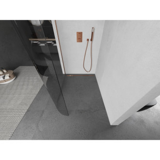 Mexen Kyoto L zaoblená Walk-in sprchová stěna 120 x 200 cm, transparentní, kartáčovaná měď - 800-120-103-65-06