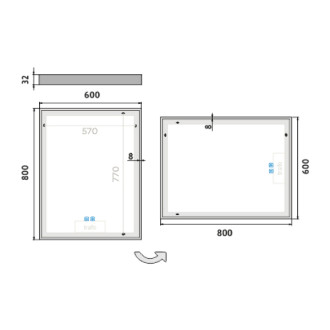 Nimco ZP 13002VX LED zrcadlo 600x800 se dvěma dotykovými senzory
