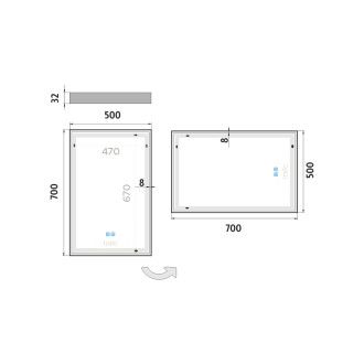 Nimco ZP 13001VX LED zrcadlo 500x700 se dvěma dotykovými senzory