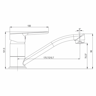 Mereo Zuna dřezová baterie stojánková s ramínkem plochým 210 mm CB201Z