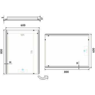 Nimco ZP 17002V LED zrcadlo 600x800 s dotykovým senzorem