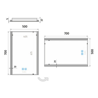 Nimco ZP 11001VX LED zrcadlo 500x700 se dvěma dotykovými senzory