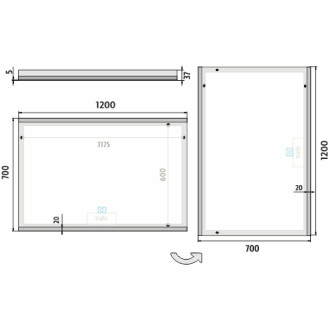 Nimco ZP 12006V LED zrcadlo 1200x700 s dotykovým senzorem