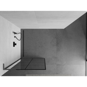 Mexen Kioto L Walk-in sprchová stěna 80x200, černý vzor, šedá kartáč. 800-080-103-66-77