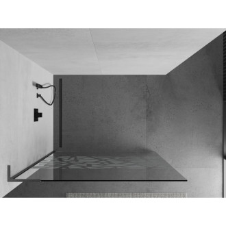 Mexen Kioto L Walk-in sprchová stěna 70x200, bílý vzor, šedá kartáč. 800-070-103-66-85