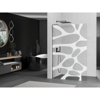 Mexen Kioto L Walk-in sprchová stěna 110x200, bílý vzor, šedá kartáč. 800-110-103-66-97