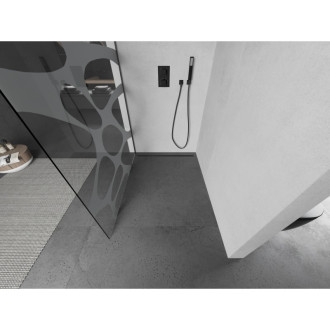 Mexen Kioto L Walk-in sprchová stěna 110x200, bílý vzor, šedá kartáč. 800-110-103-66-97
