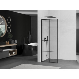 Mexen Kyoto L Walk-in sprchová stěna 70 x 200 cm, černý vzor, černá - 800-070-103-70-77