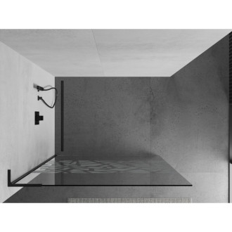 Mexen Kyoto L Walk-in sprchová stěna 80 x 200 cm, bílý vzor, černá - 800-080-103-70-85