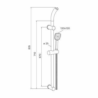 Mereo Posuvný držák sprchy s horním držákem, nerez/plast/chróm CB910F