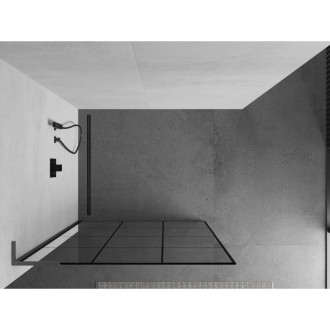 Mexen Kioto L Walk-in sprchová stěna 100x200 cm, černý vzor, kov 800-100-103-95-77