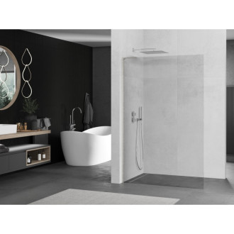 Mexen Kioto L Walk-in sprchová stěna 65x200, transp., kartáč. nikl 800-065-103-97-00