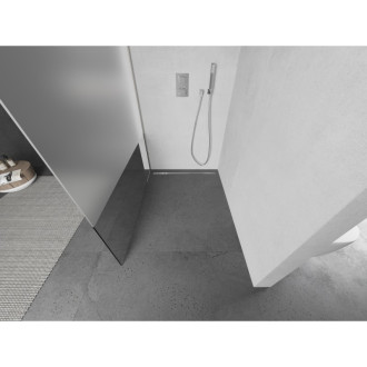 Mexen Kioto L Walk-in sprchová stěna 100x200, transp./mráz, kartáč. nikl 800-100-103-97-35