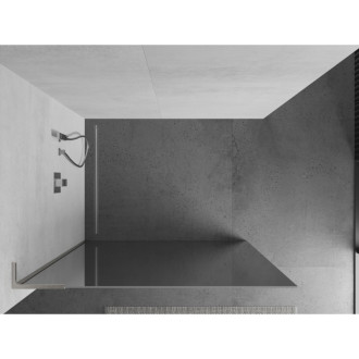 Mexen Kioto L Walk-in sprchová stěna 120x200, zrcadlo, kartáč. nikl 800-120-103-97-50