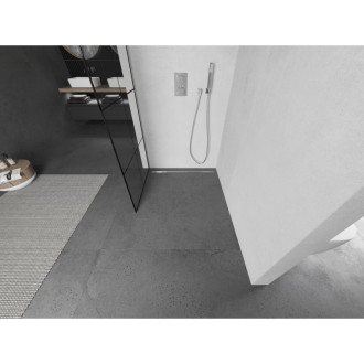 Mexen Kioto L Walk-in sprchová stěna 90x200, černý vzor, broušený nikl 800-090-103-97-77