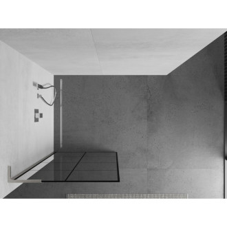 Mexen Kioto L Walk-in sprchová stěna 90x200, černý vzor, broušený nikl 800-090-103-97-77
