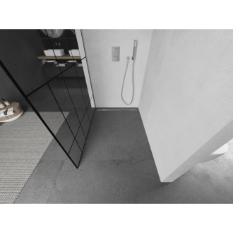 Mexen Kioto L Walk-in sprchová stěna 90x200, černý vzor, broušený nikl 800-090-103-97-78