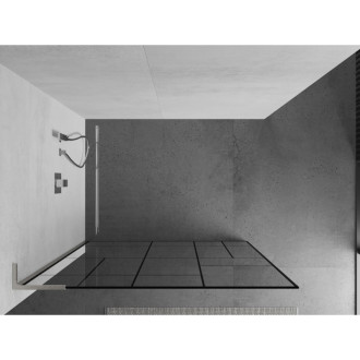 Mexen Kioto L Walk-in sprchová stěna 90x200, černý vzor, broušený nikl 800-090-103-97-78