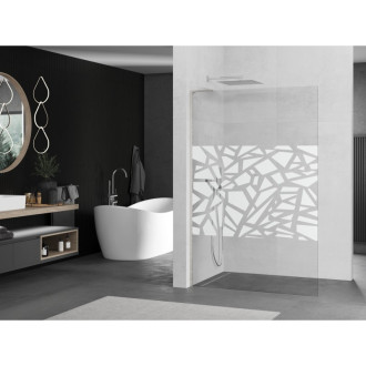 Mexen Kioto L Walk-in sprchová stěna 70x200, bílý vzor, kartáč. nikl 800-070-103-97-85