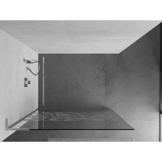 Mexen Kioto L Walk-in sprchová stěna 70x200, bílý vzor, kartáč. nikl 800-070-103-97-85