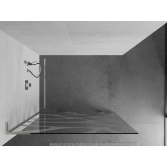 Mexen Kioto L Walk-in sprchová stěna 80x200, bílý vzor, kartáč. nikl 800-080-103-97-97
