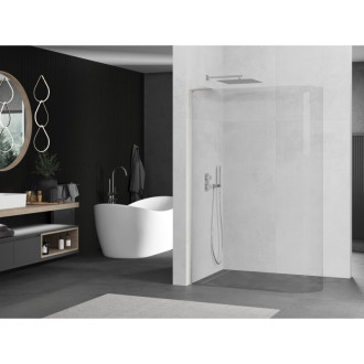 Mexen Kyoto L zaoblená sprchová stěna Walk-in 80 x 200 cm, transparentní, kartáčovaný nikl - 800-080-103-97-06