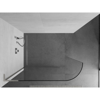 Mexen Kyoto L zaoblená sprchová stěna Walk-in 80 x 200 cm, transparentní, kartáčovaný nikl - 800-080-103-97-06