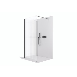 CERANO Sprchová zástěna Walk-in Onyx Corner L/P černá mat, rýhované sklo 60x200
