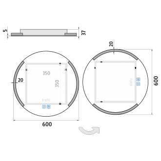 Nimco ZP 16000RVX Kulaté LED zrcadlo pr. 600 se dvěma dotykovými senzory