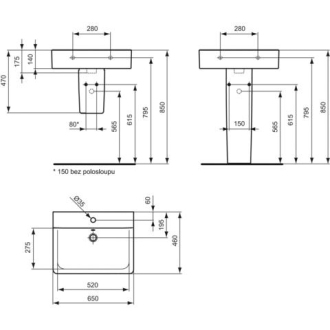 Ideal Standard CONNECT E772901 umyvadlo 65x46 Cube