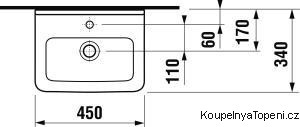 JIKA Cubito umývátko 45x34 s otvorem pro baterii, bílá H8114220001041