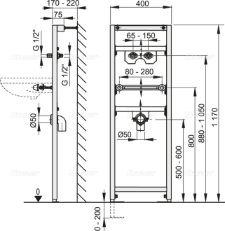 Alcaplast A104A/1200 Montážní rám pro umyvadlo a baterii