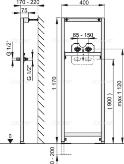 ALCA  A104B/1200 Montážní rám pro baterii