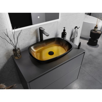 Mexen Araks skleněné umyvadlo na desku 54 x 39 cm, tmavé zlato - 24155451