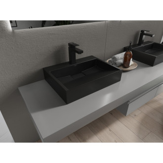 MEXEN Ava umyvadlo na desku litý mramor 1/O 50 x 38 cm, černá 23015071