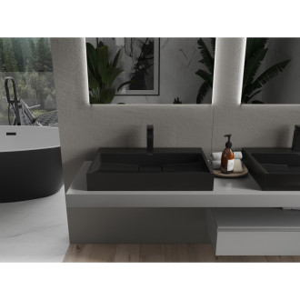 Mexen Ava umyvadlo na desku z konglomerátu 1/O 70 x 46 cm, černá - 23017071