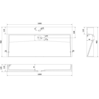 Mexen Ava umyvadlo na desku z konglomerátu 1/O 100 x 46 cm, černá - 23011071