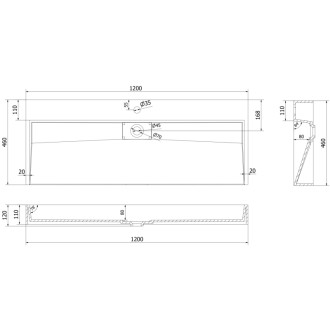 Mexen Ava umyvadlo na desku z konglomerátu 1/O 120 x 46 cm, černá - 23011271