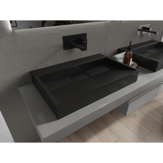Mexen Ava umyvadlo na desku z konglomerátu B/O 70 x 46 cm, černá - 23017070