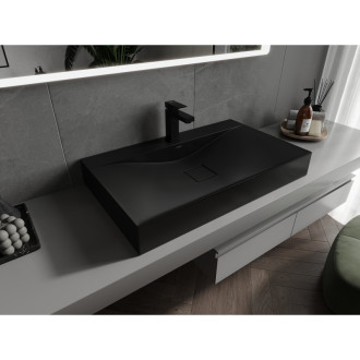 Mexen Poli umyvadlo na desku z konglomerátu 1/O 80 x 48 cm, černá - 23028071