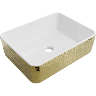 Mexen Catia umyvadlo na desku 48 x 38 cm, vzor stupnice bílá/zlatá - 21314808